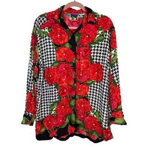 Vintage Other Beaded Sequin Button Down Shirt Women's Medium